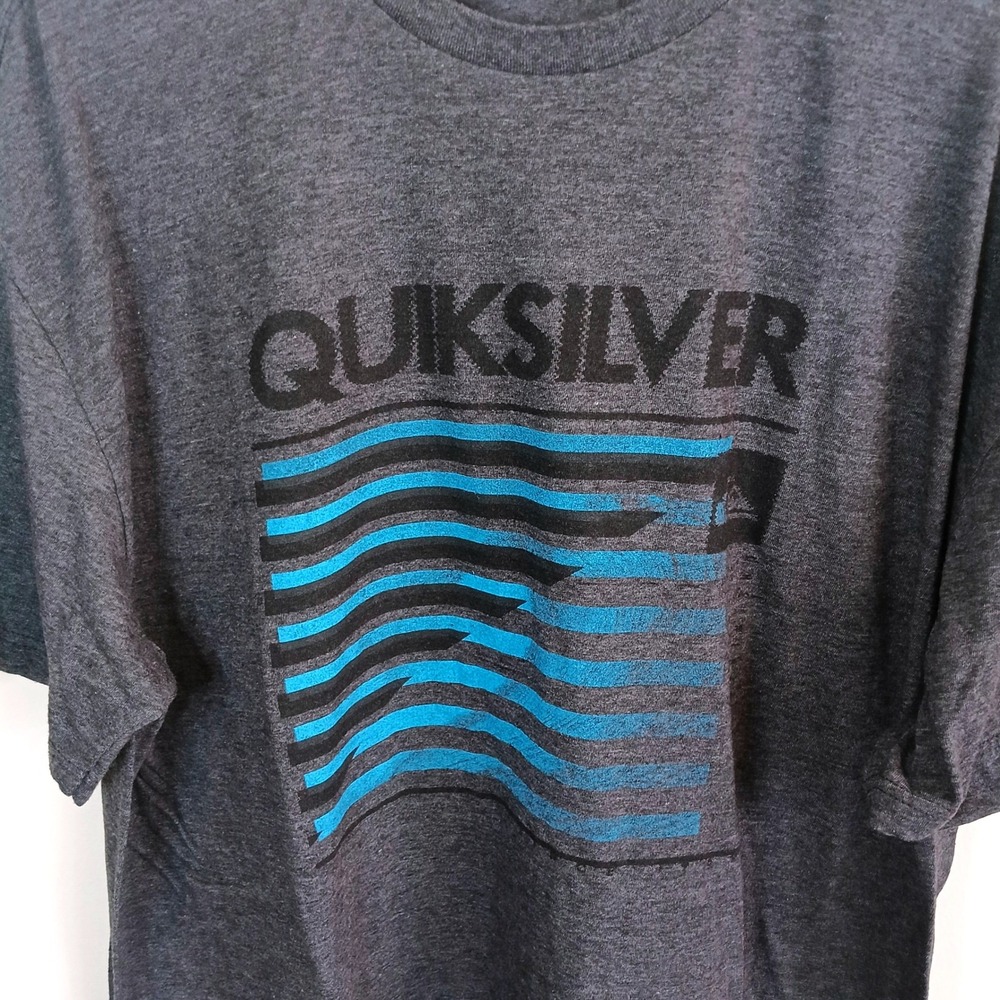 Quiksilver Graphic T-Shirt Mens XXL Gray Excellent Short Sleeve Surf Logo Tee